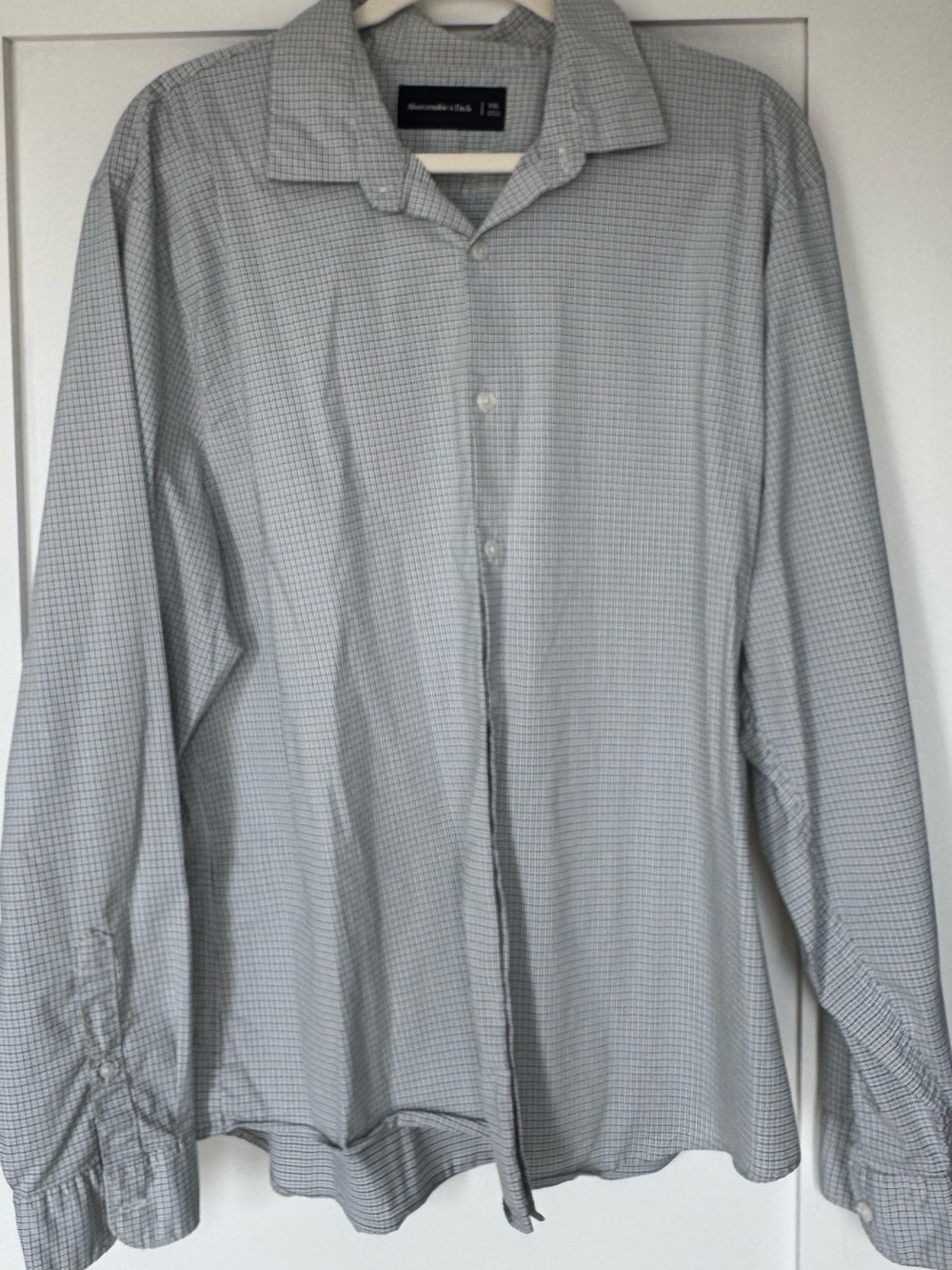 Abercrombie & Fitch Light Blue and White Checked Dress Shirt